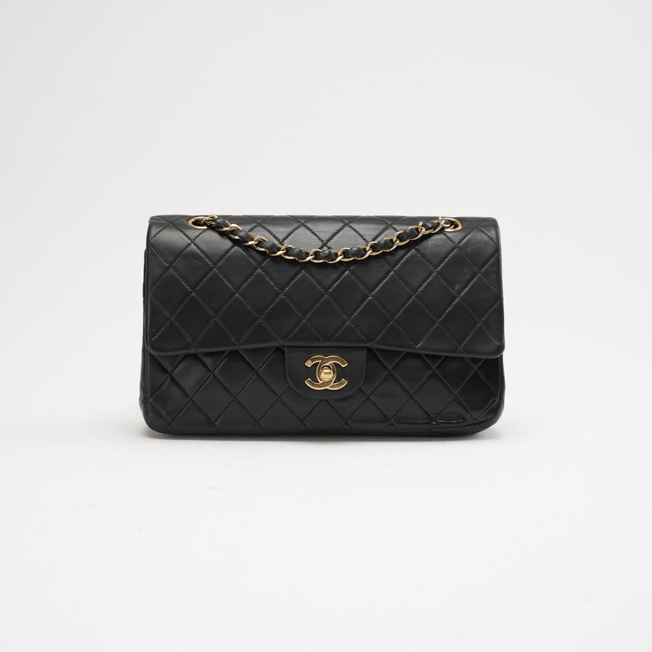 pre-owned coco-vault Chanel Vintage Black Medium Classic Double Flap Bag 2003
