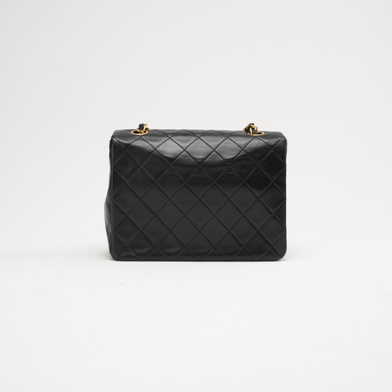 pre-owned coco-vault Chanel Vintage Black Mini Square Classic Flap Bag 1991