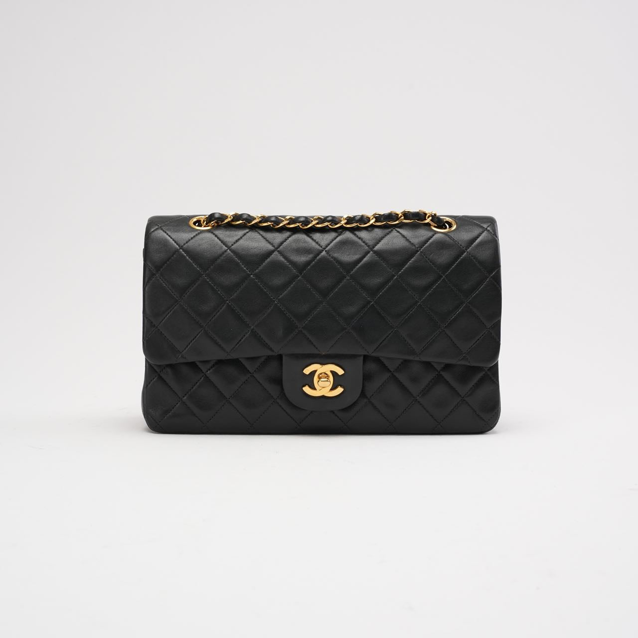 pre-owned coco-vault Chanel Black Vintage Classic Medium Double Flap Bag 1997