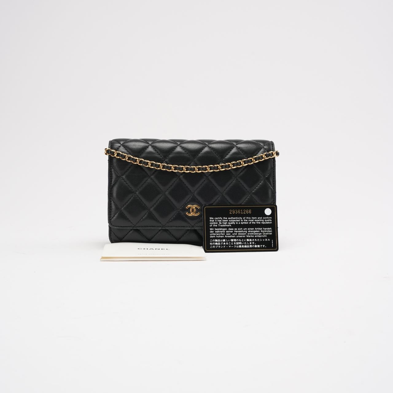 pre-owned coco-vault Chanel Black Classic Wallet on Chain (WOC) 2019