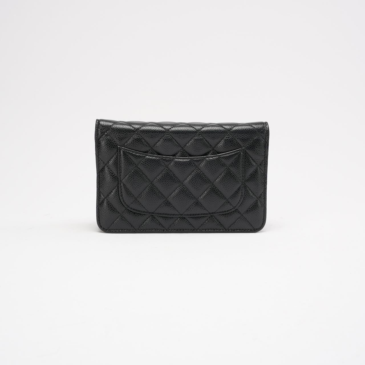 pre-owned coco-vault Chanel Black Classic Wallet on Chain (WOC) Caviar 2018
