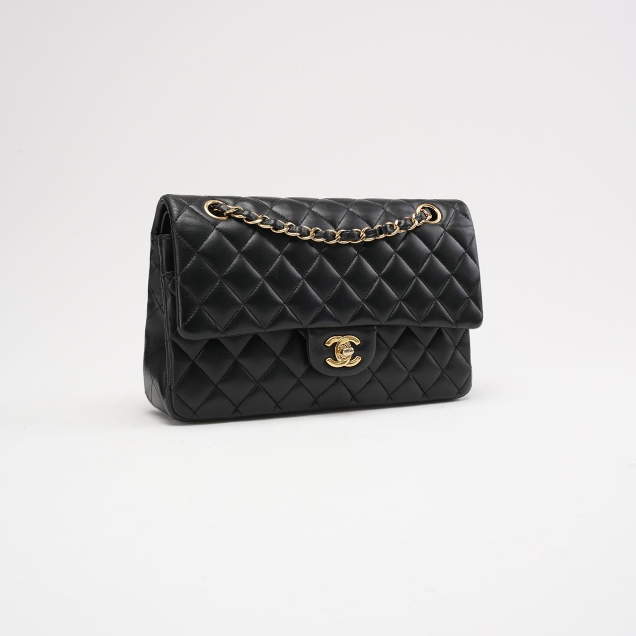 pre-owned coco-vault Chanel Classic Medium Double Flap Bag  Black Lambskin 2012