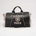 pre-owned coco-vault Chanel Deauville Shopping Tote Large Kalbsleather Black/Beige
