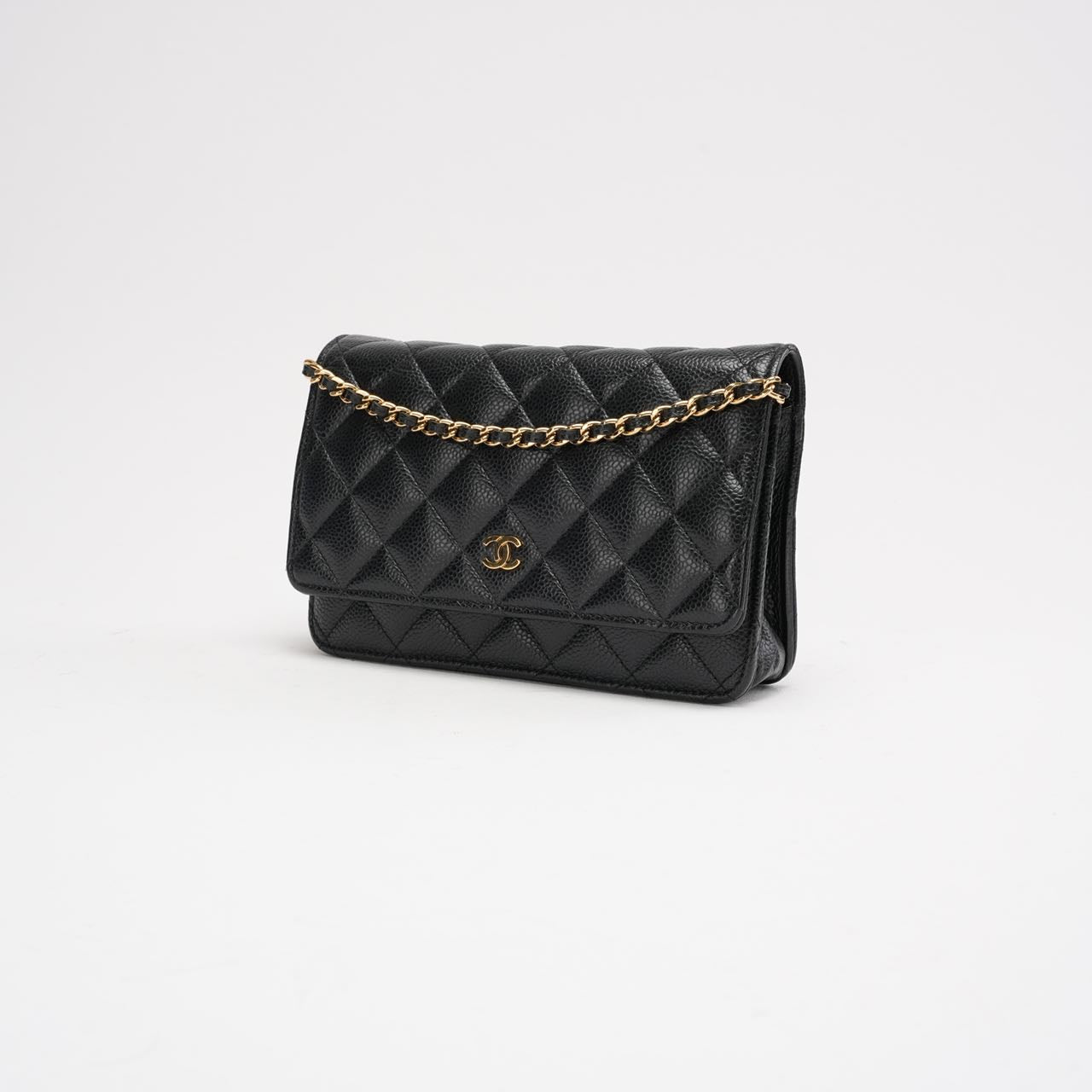 pre-owned coco-vault Chanel Black Classic Wallet on Chain (WOC) Caviar 2018